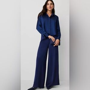 Ann Taylor The Dramatic Wide-Leg Satin Pant – Size 16 – NWT